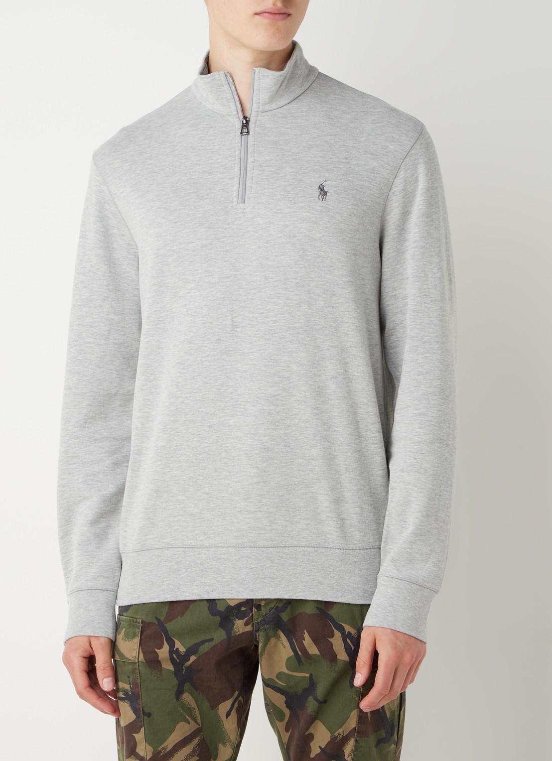 Ralph Lauren Sweater met halve rits en logoborduring - detail 4 andover heather/c9684