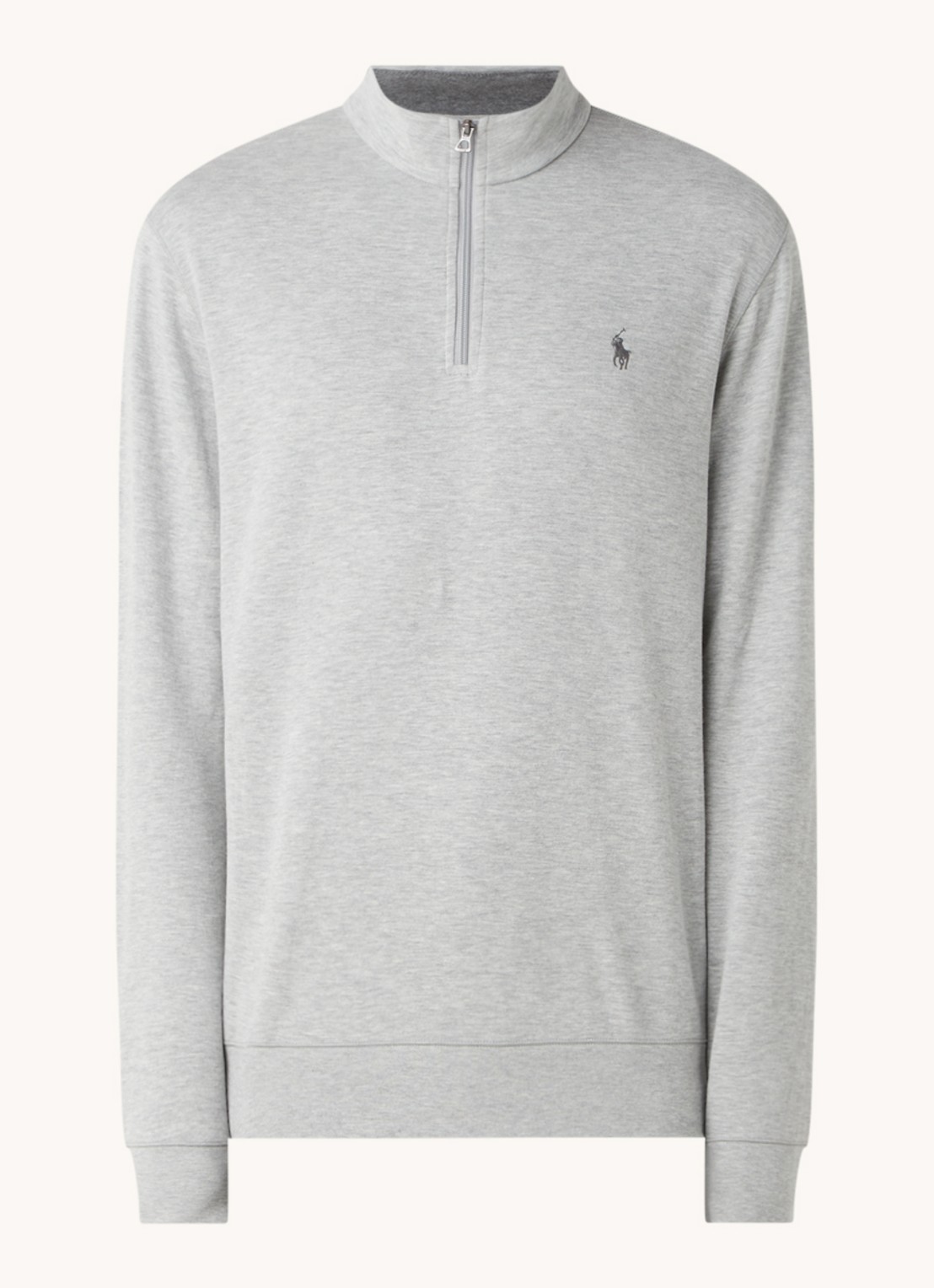 Ralph Lauren Sweater met halve rits en logoborduring - voorkant 2 andover heather/c9684