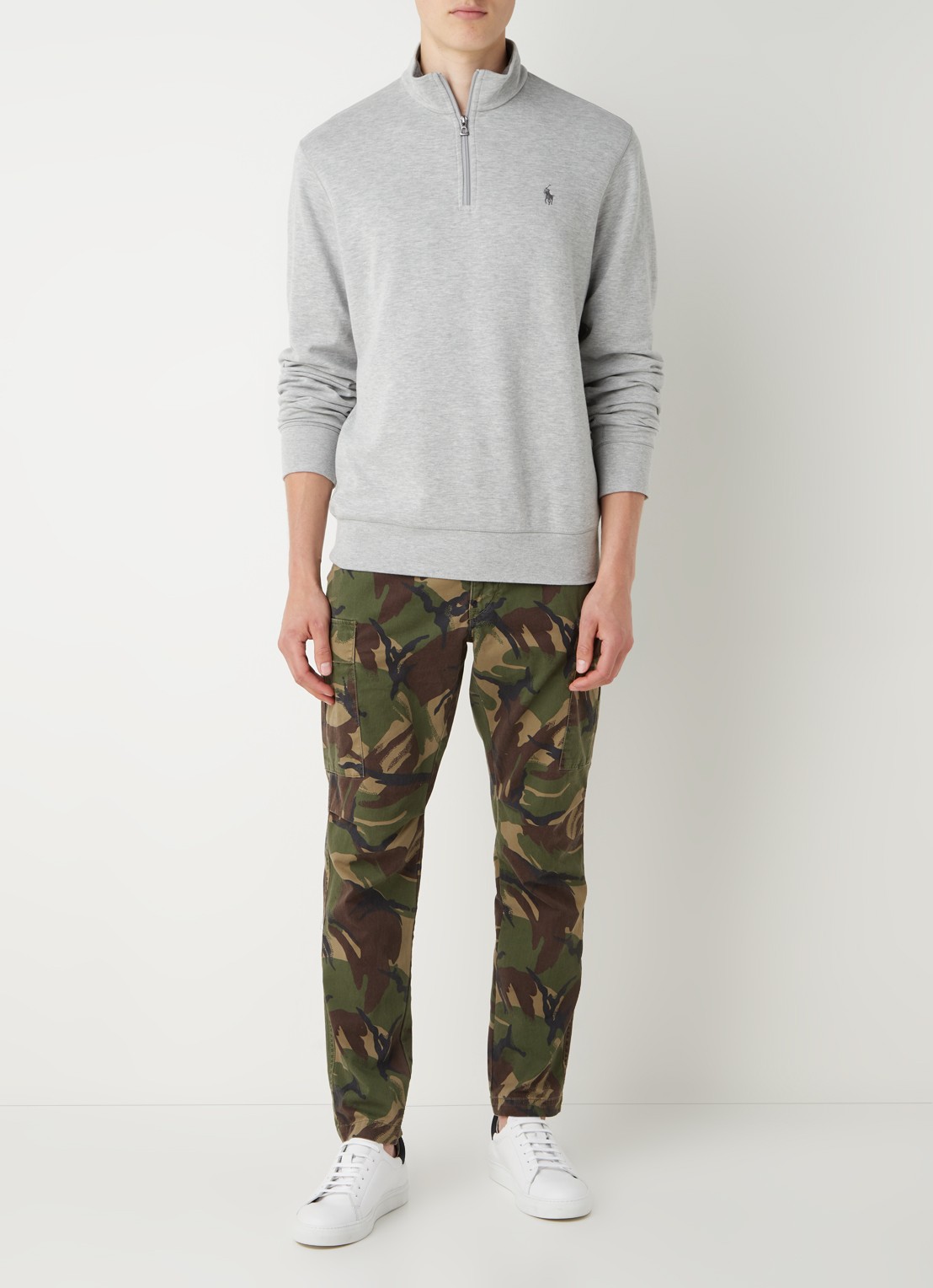 Ralph Lauren Sweater met halve rits en logoborduring - voorkant 3 andover heather/c9684