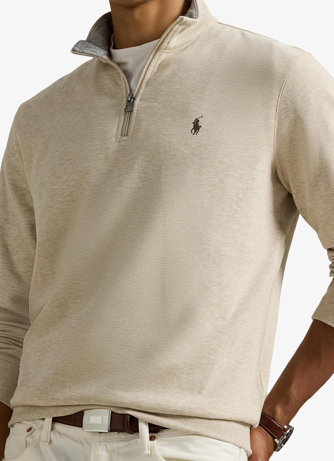 Ralph Lauren Sweater met halve rits en logoborduring - detail 5 expedition dune heather