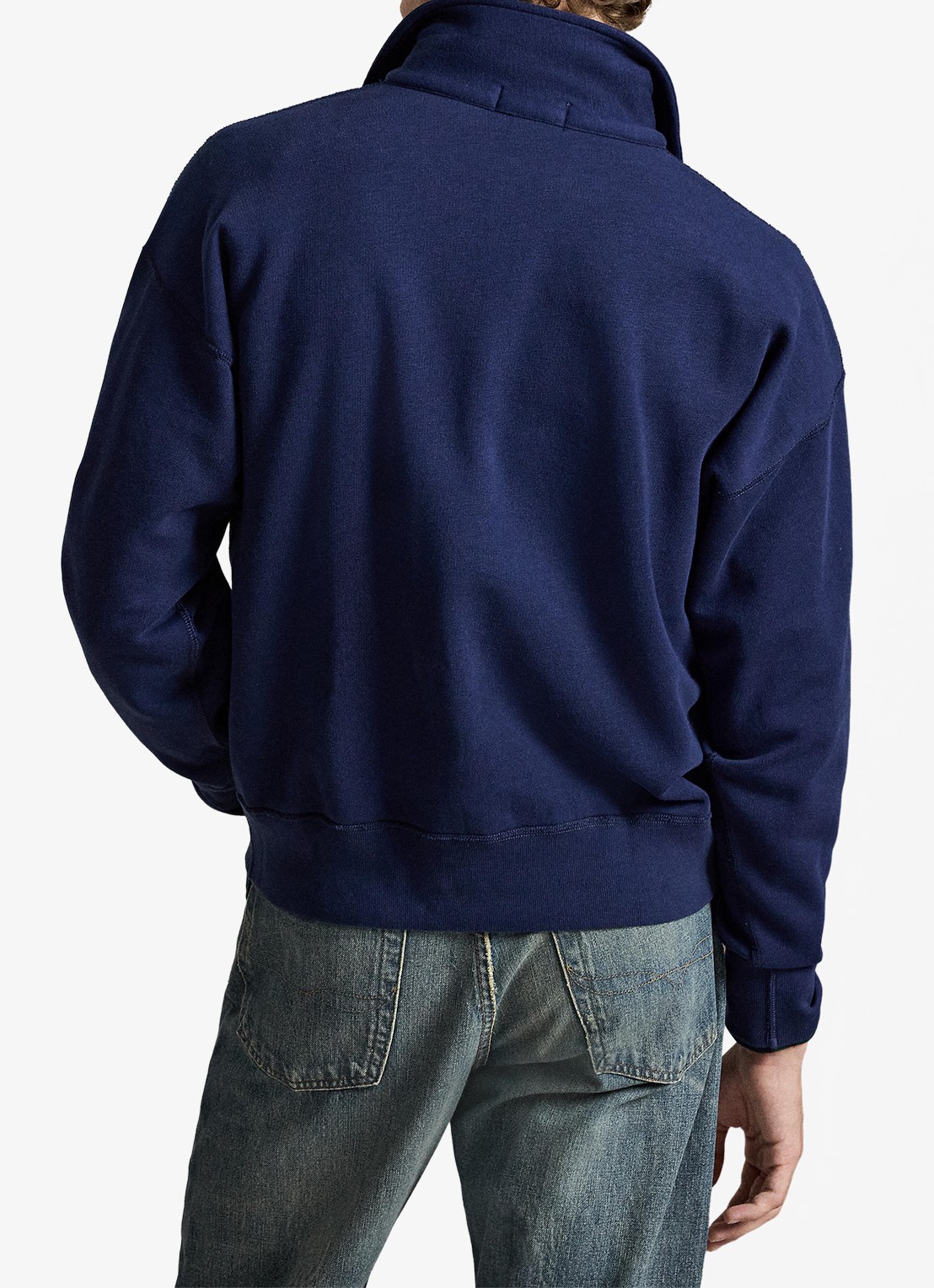 Ralph Lauren Sweater met halve rits en logoborduring - achterkant 3 donkerblauw