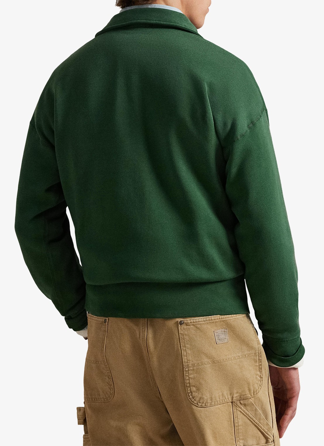 Ralph Lauren Sweater met halve rits en logoprint - achterkant 5 grass green / groen