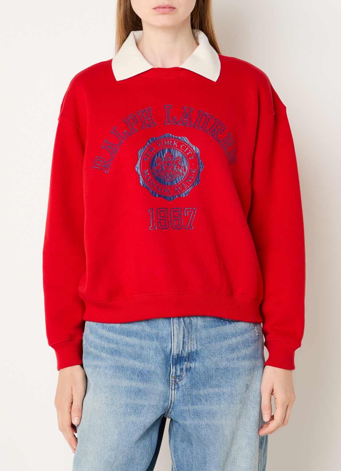 Ralph Lauren Sweater met kraag en logoprint - detail 4 rood
