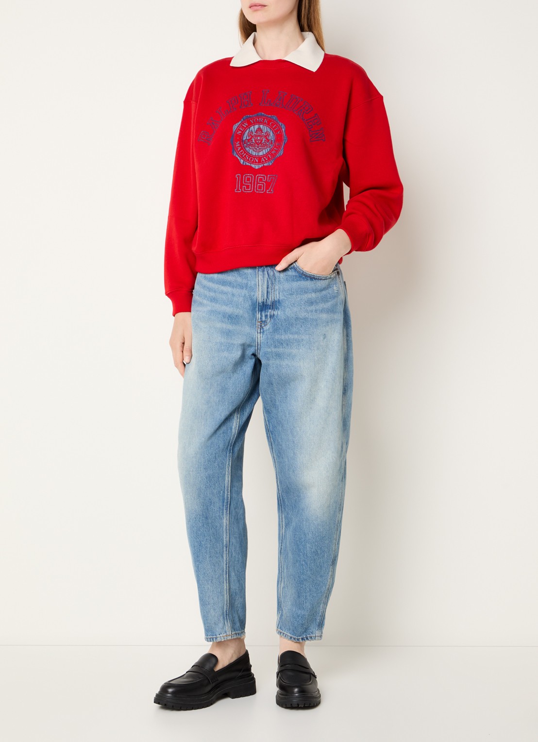 Ralph Lauren Sweater met kraag en logoprint - voorkant 2 rood