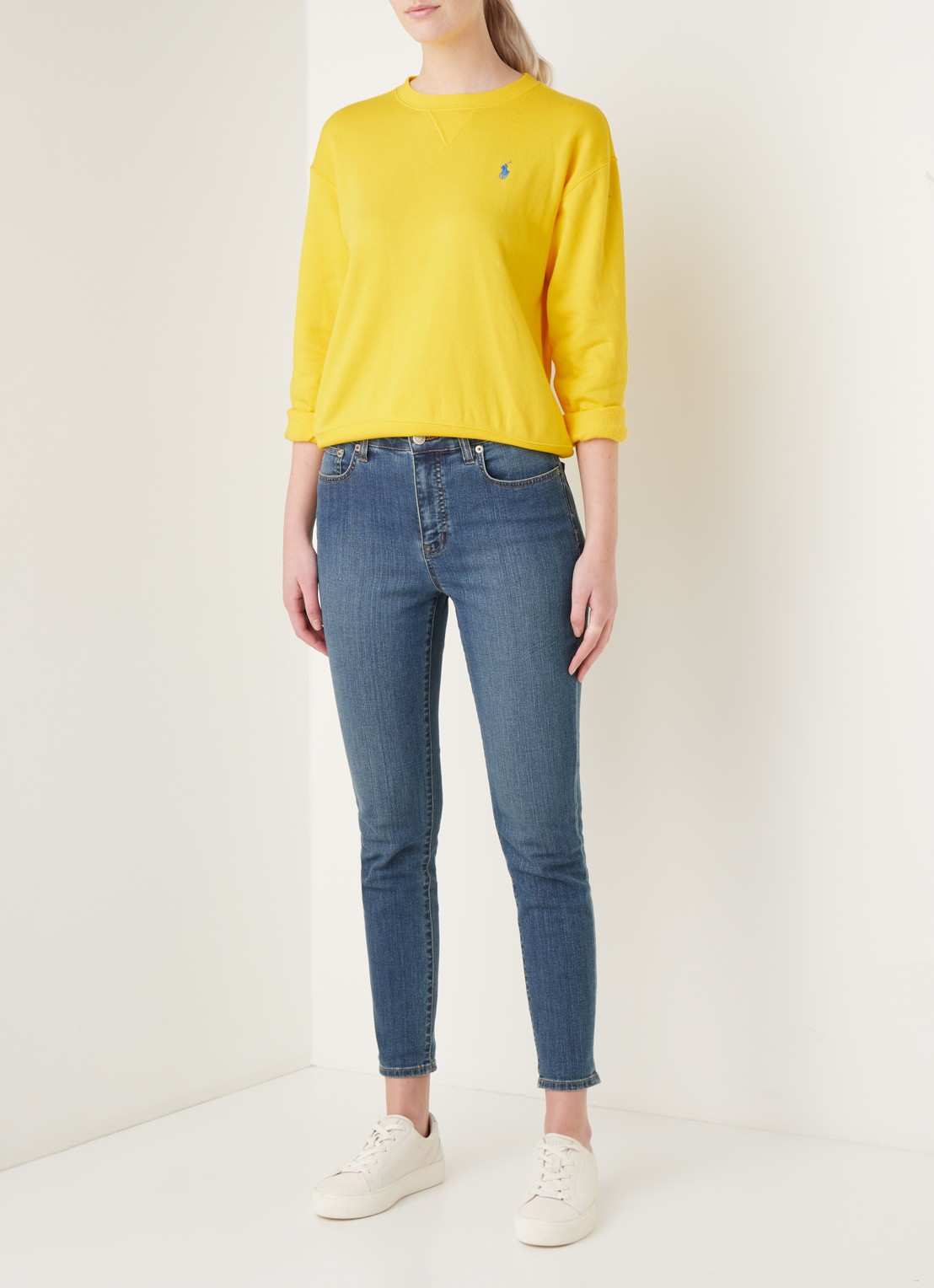 Ralph Lauren Sweater met logoborduring - voorkant 2 geel