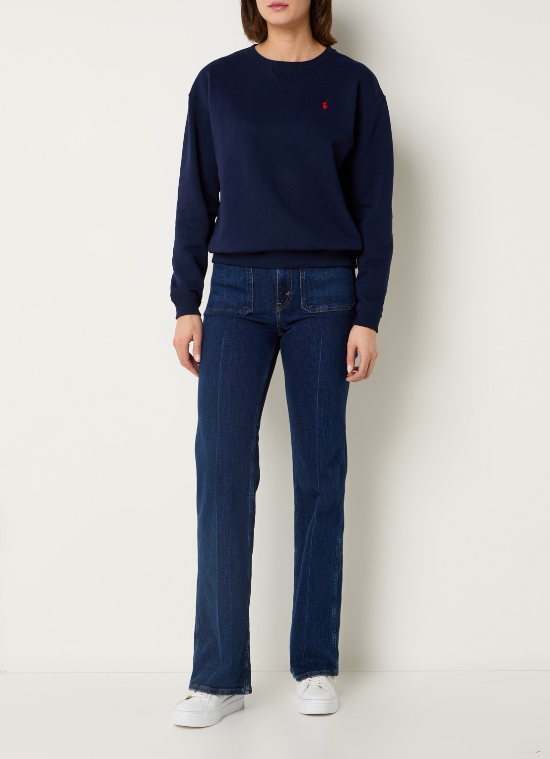 Ralph Lauren Sweater met logoborduring - voorkant 3 donkerblauw