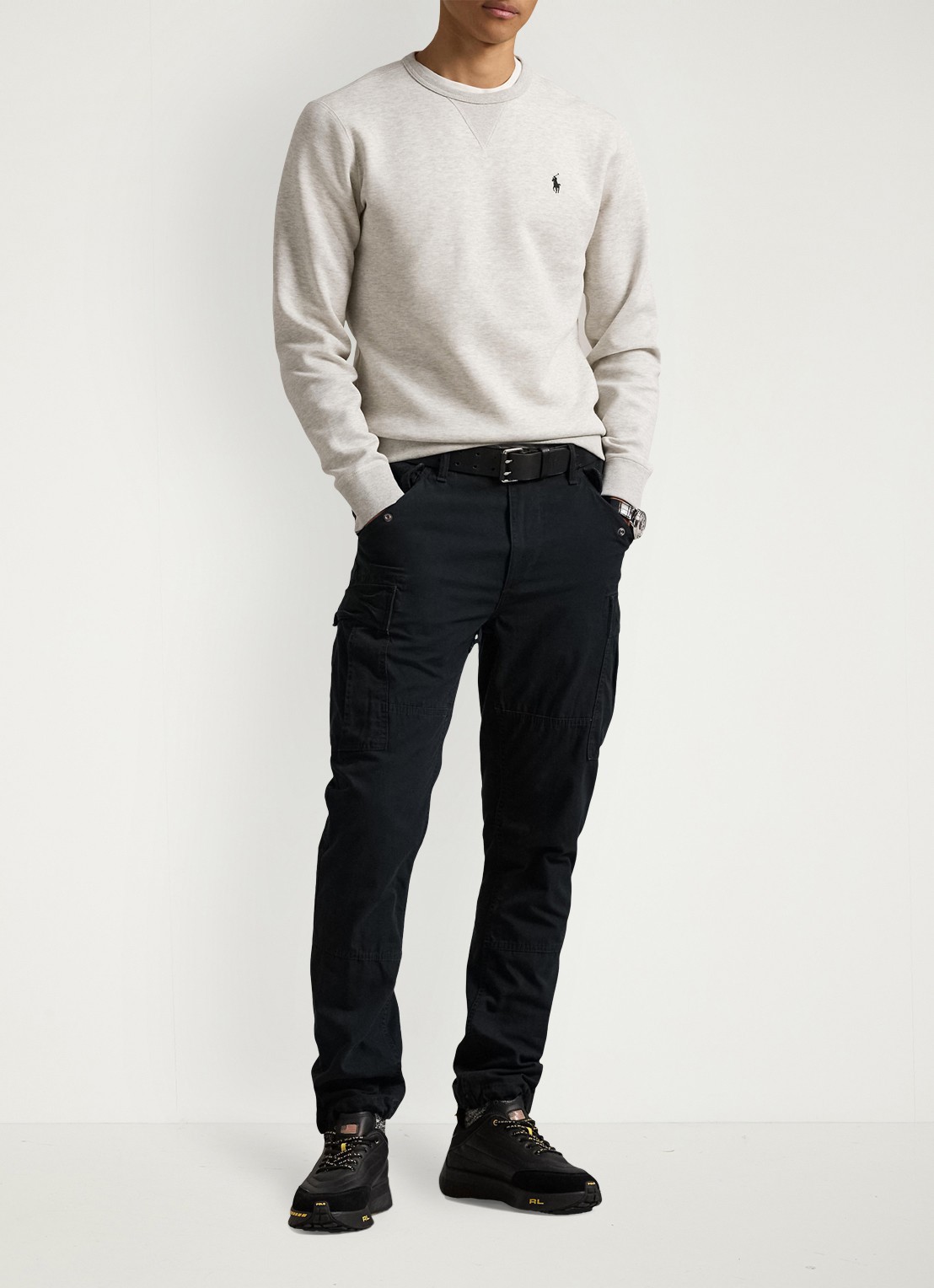 Ralph Lauren Sweater met logoborduring - voorkant 2 lt sport heather / grijs
