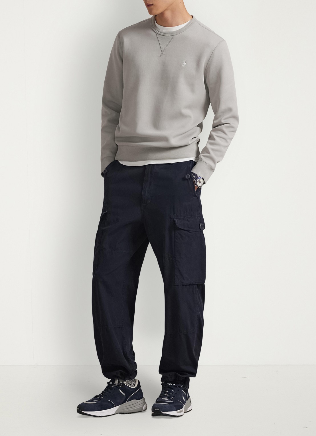 Ralph Lauren Sweater met logoborduring - voorkant 5 soft grey c1730 / lichtgrijs