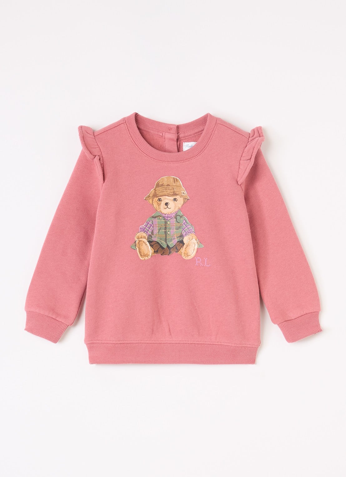 Ralph Lauren Sweater met logoprint en volant - voorkant roze