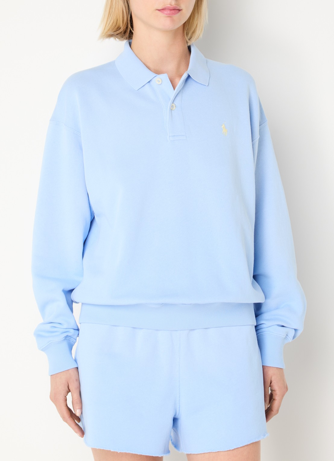 Ralph Lauren Sweater met logoprint - detail 4 lichtblauw