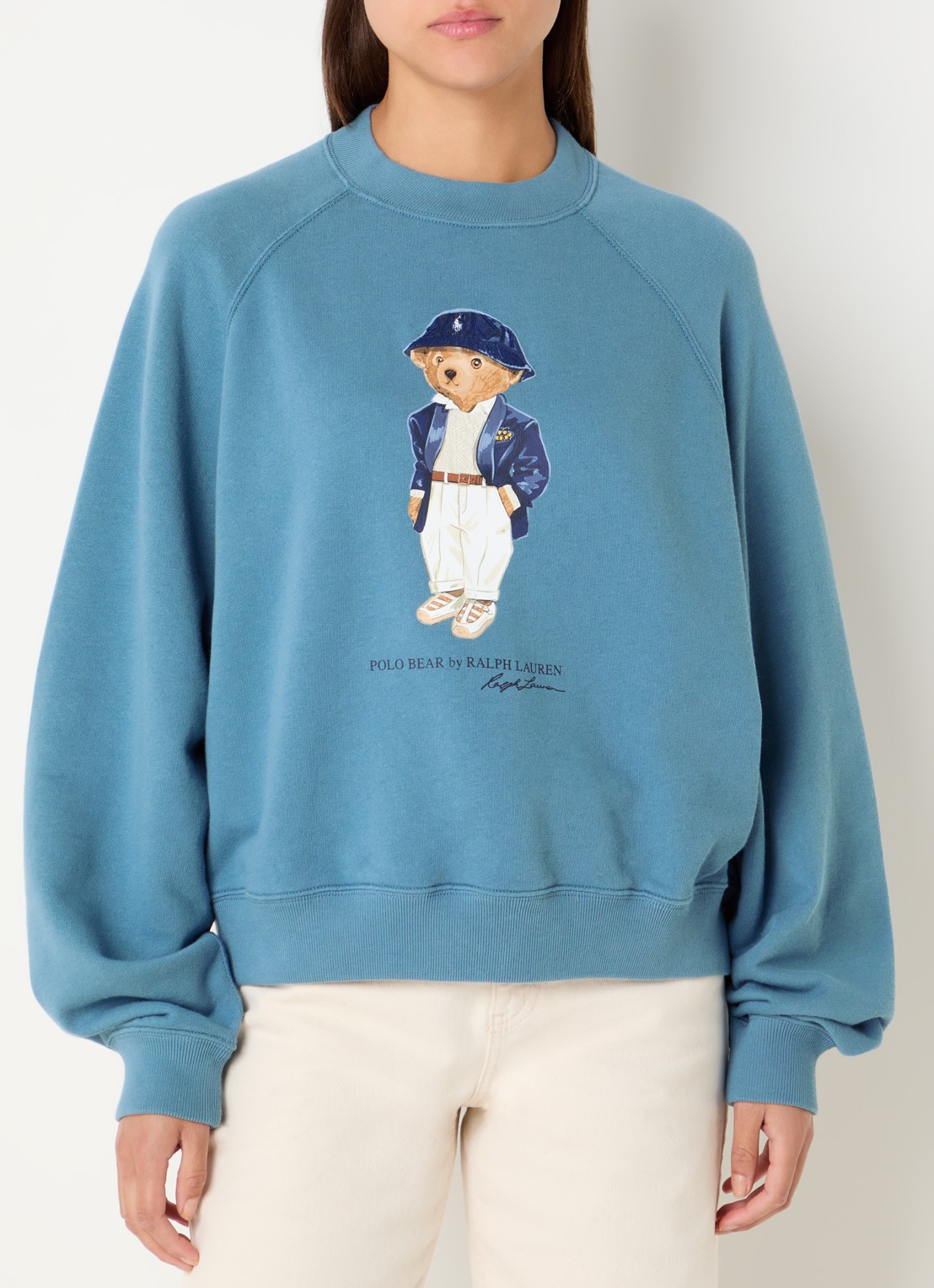 Ralph Lauren Sweater met logoprint - detail 4 staalblauw