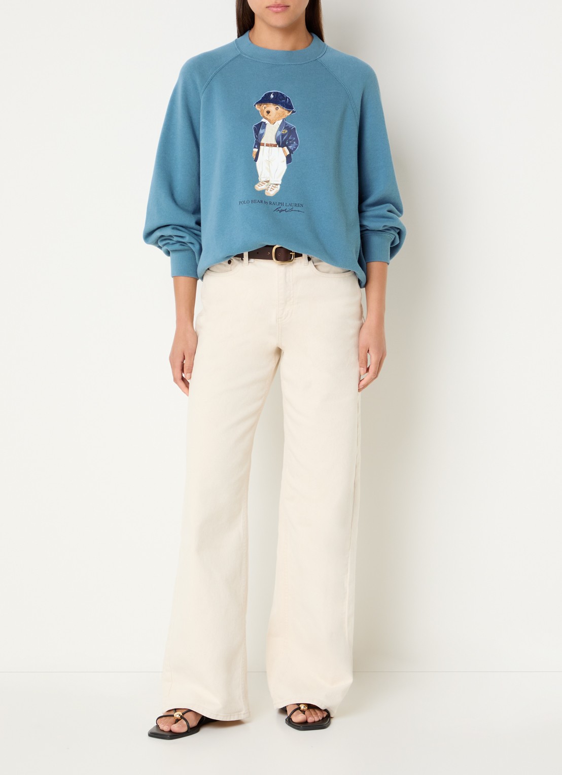 Ralph Lauren Sweater met logoprint - voorkant 2 staalblauw