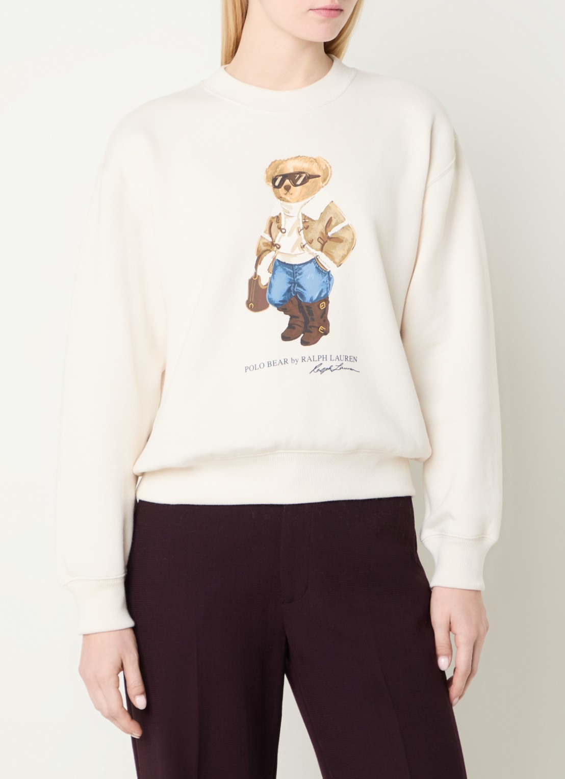 Ralph Lauren Sweater met logoprint - detail gebroken wit