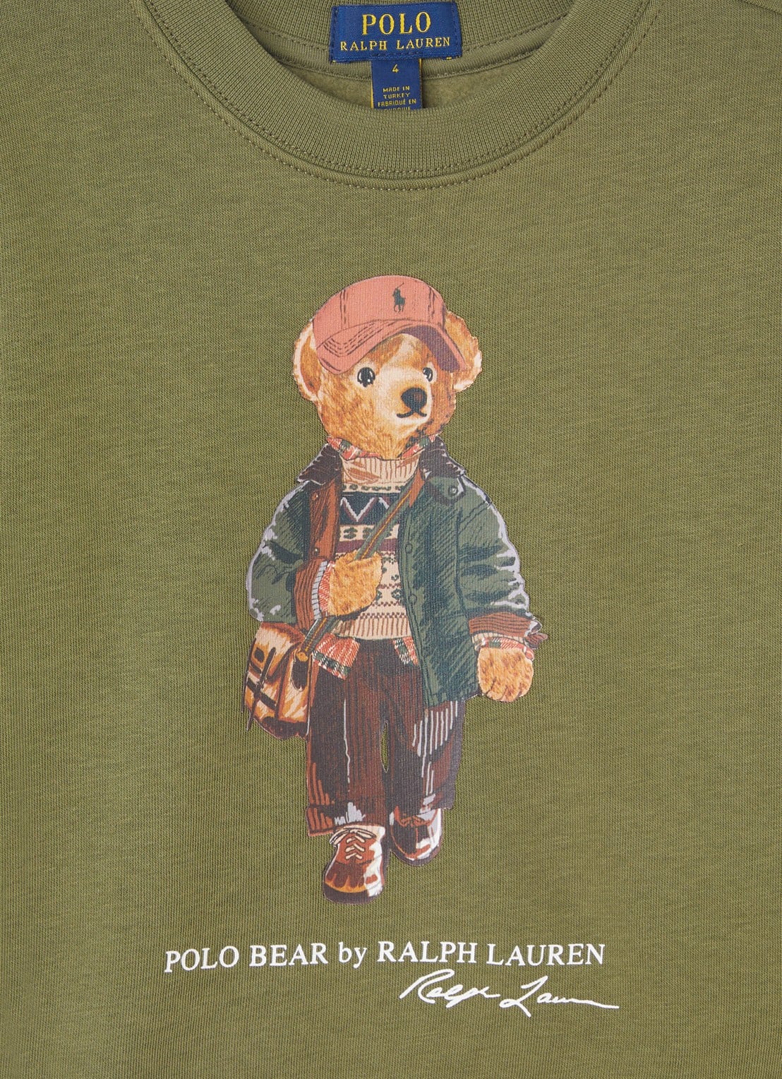 Ralph Lauren Sweater met logoprint - detail olijfgroen