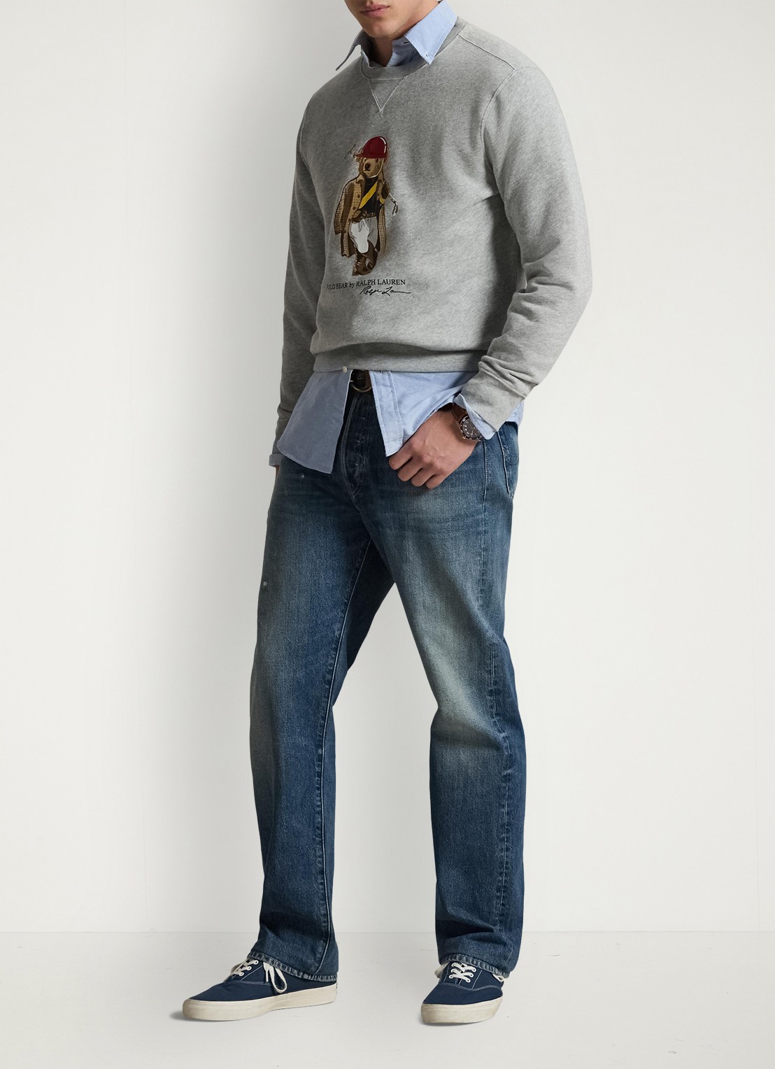 Ralph Lauren Sweater met logoprint - voorkant 2 andover hthr / grijs