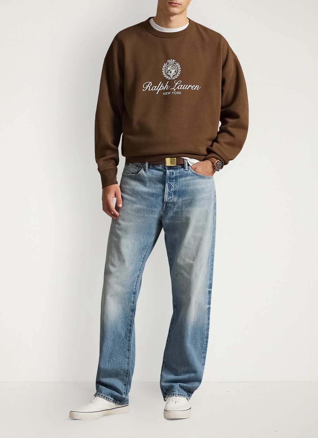 Ralph Lauren Sweater met logoprint - voorkant 5 branch brown-3s7t