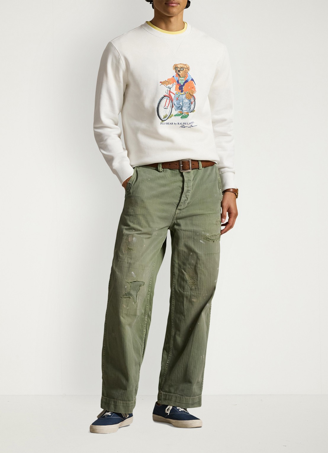 Ralph Lauren Sweater met logoprint - voorkant 5 white summer / wit