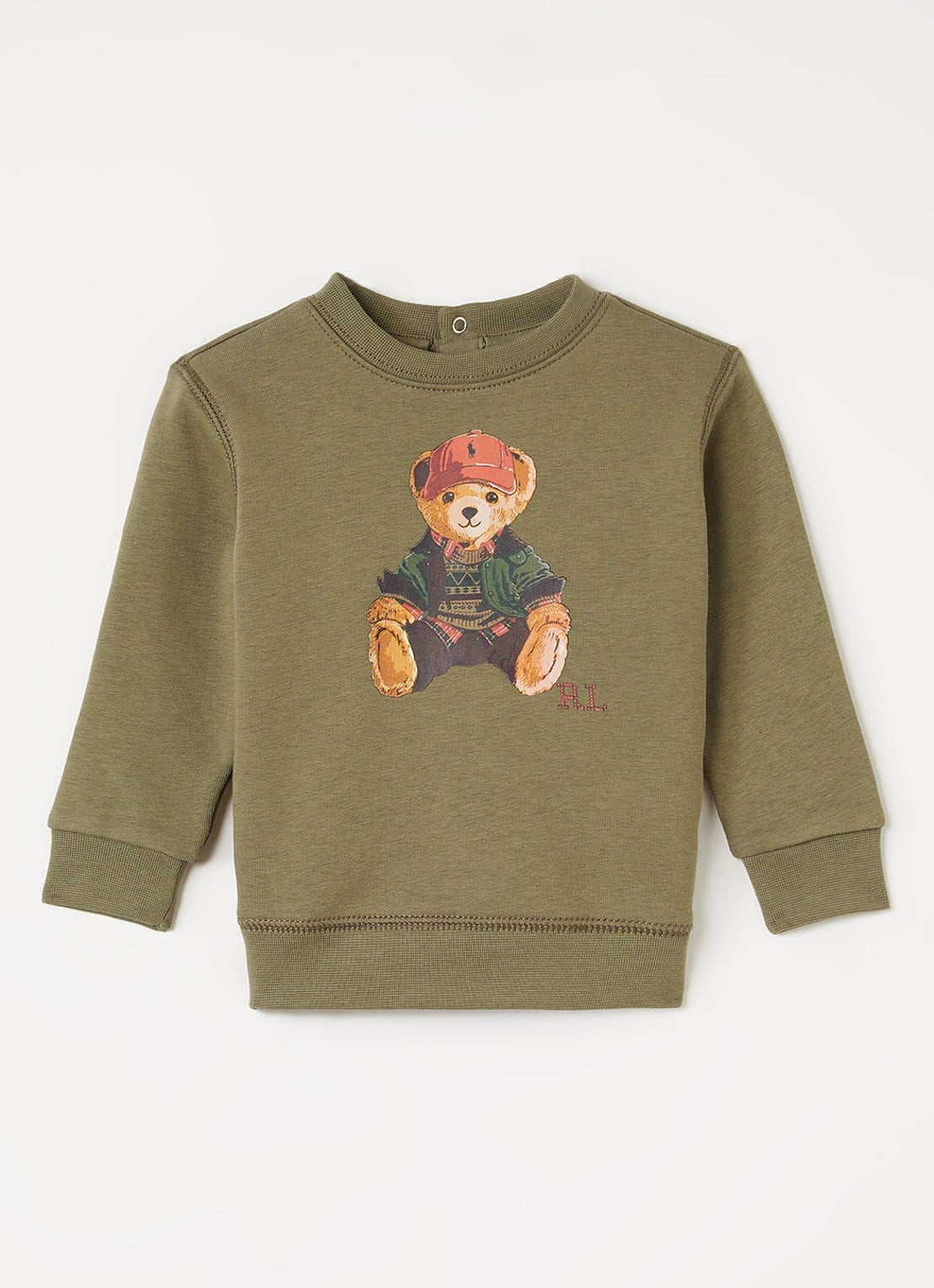Ralph Lauren Sweater met logoprint - voorkant olijfgroen