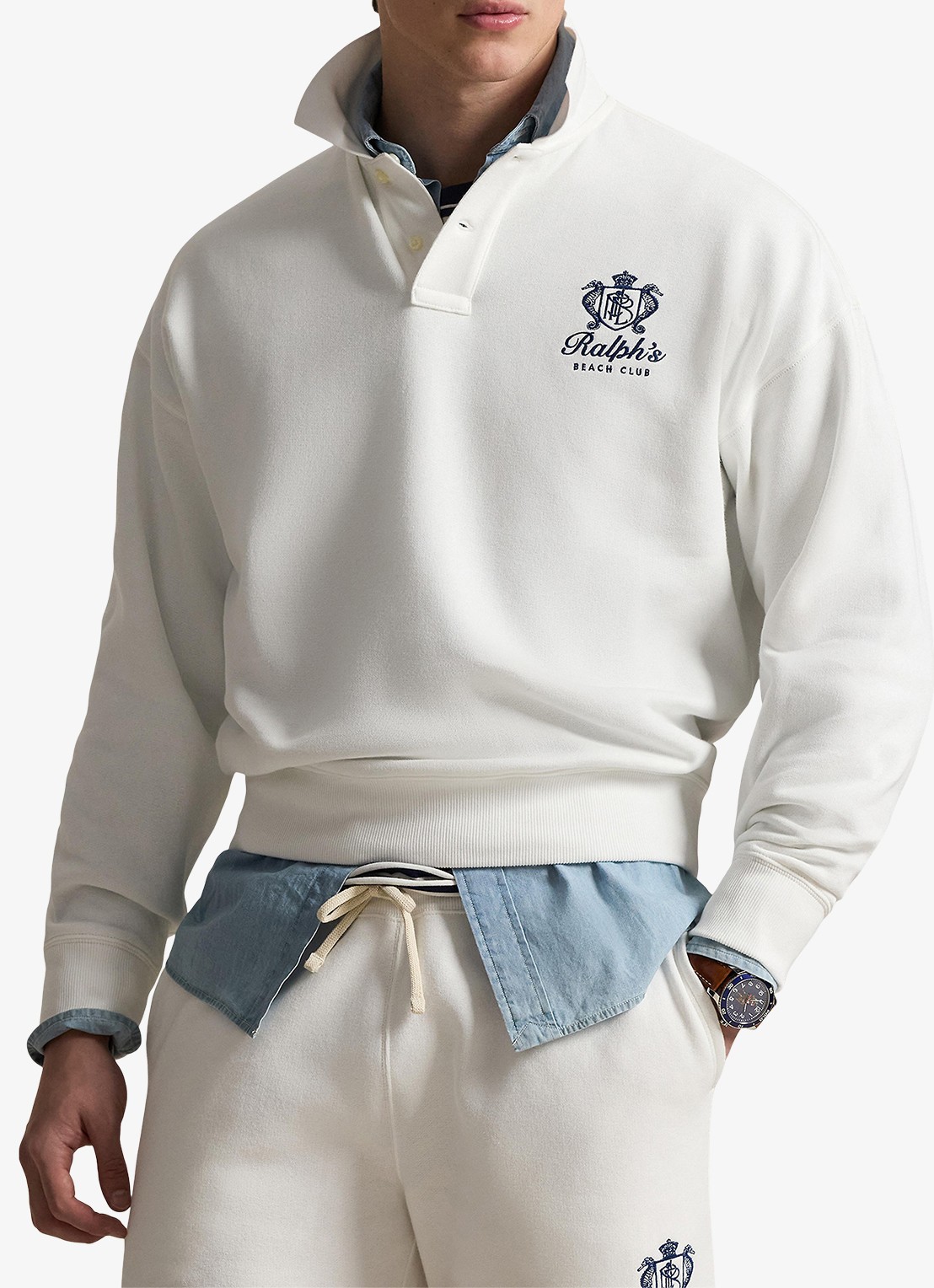 Ralph Lauren Sweater met polokraag en logo - voorkant 4 white / wit