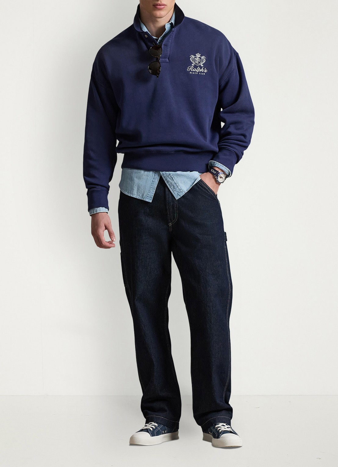 Ralph Lauren Sweater met polokraag en logo - detail 3 dark cobalt / donkerblauw