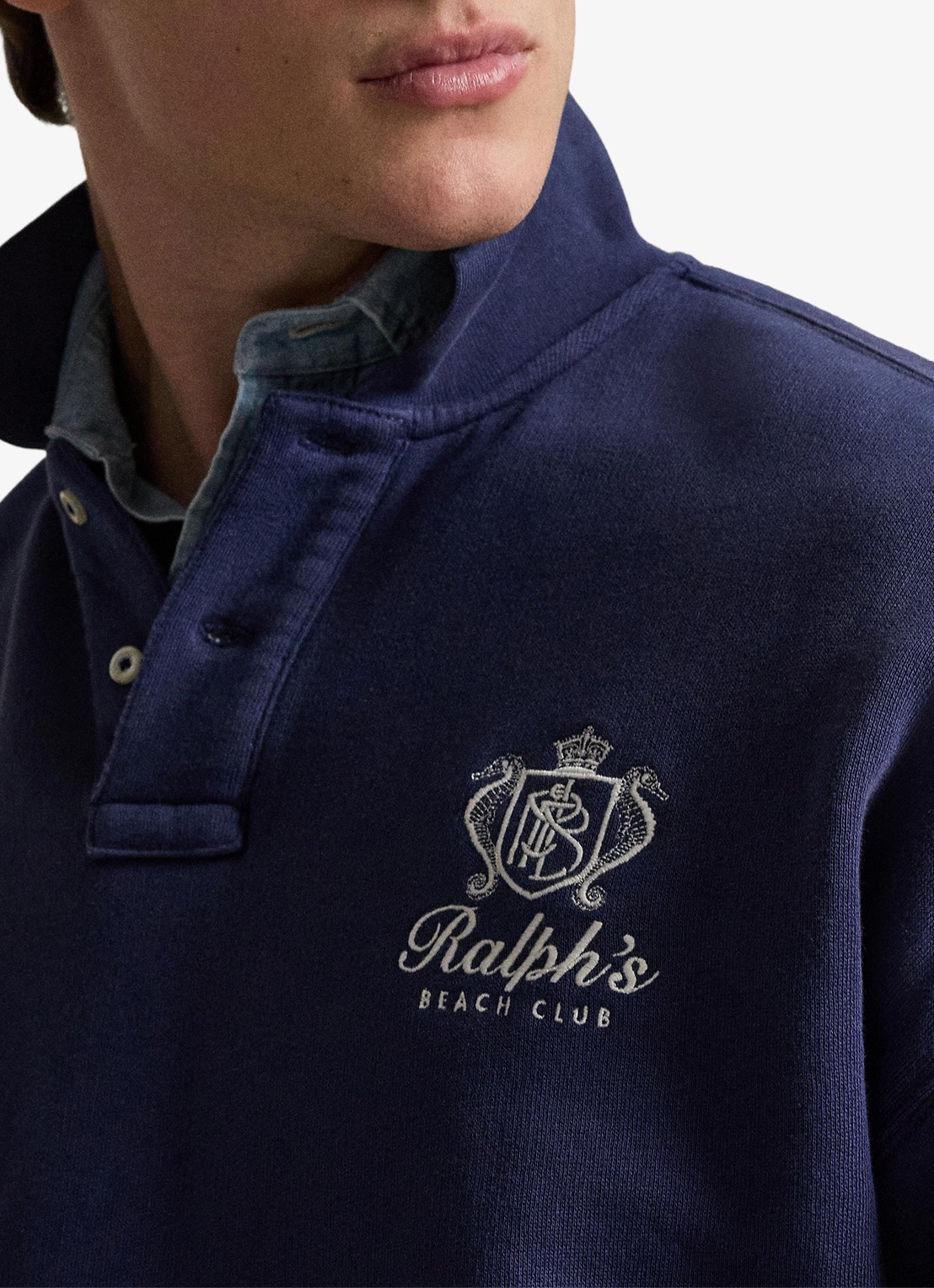 Ralph Lauren Sweater met polokraag en logo - detail 4 dark cobalt / donkerblauw