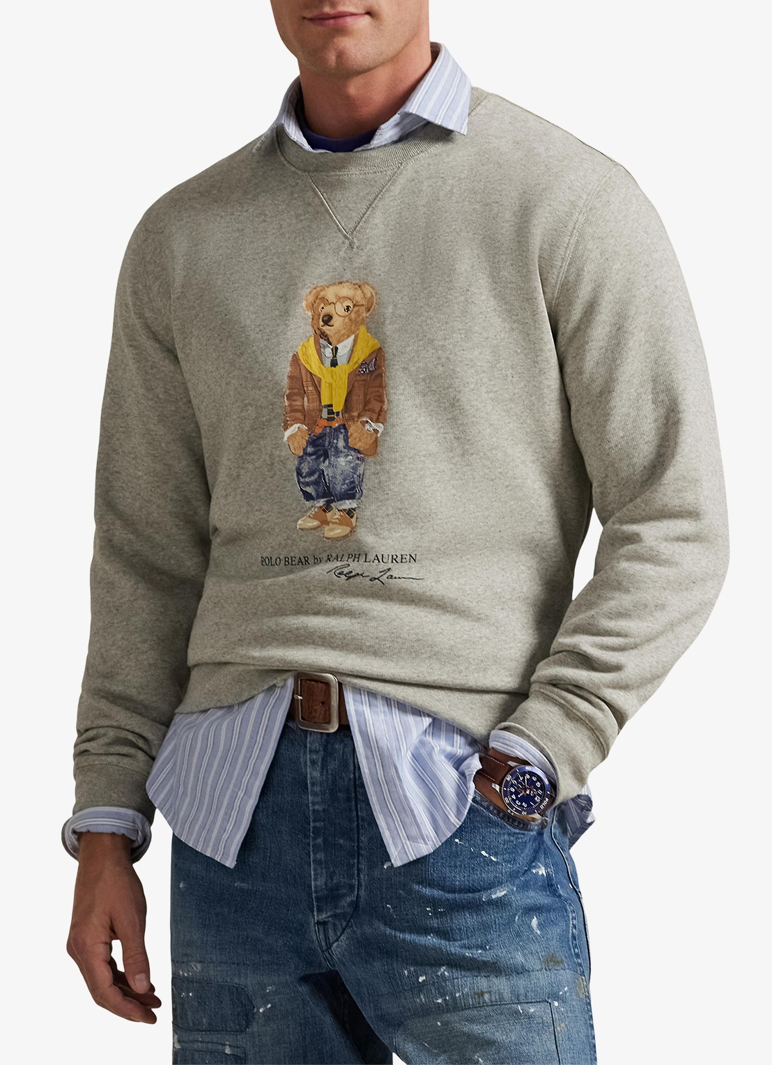 Ralph Lauren Sweater met print - detail 4 loft heather / grijs