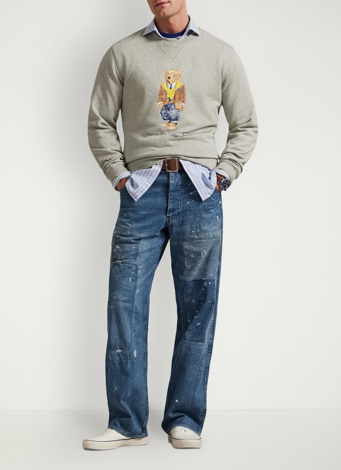 Ralph Lauren Sweater met print - voorkant 3 loft heather / grijs