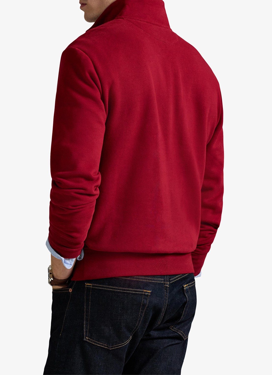 Ralph Lauren Sweater van fleece met logoborduring - achterkant holiday red / rood