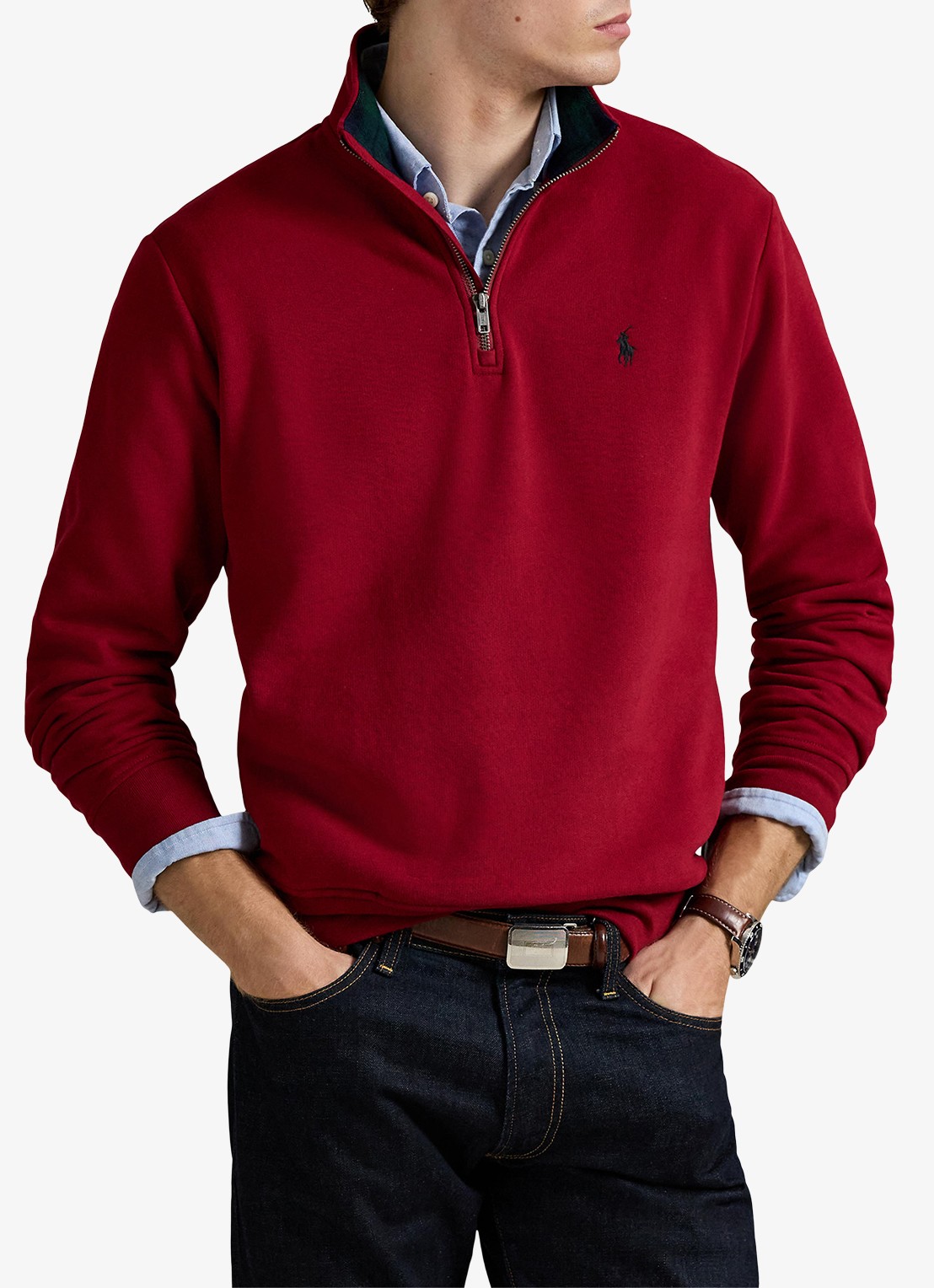 Ralph Lauren Sweater van fleece met logoborduring - detail 4 holiday red / rood