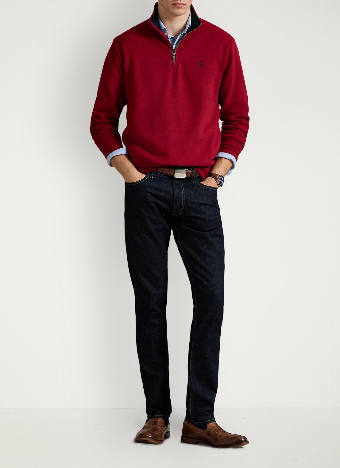 Ralph Lauren Sweater van fleece met logoborduring - voorkant 3 holiday red / rood