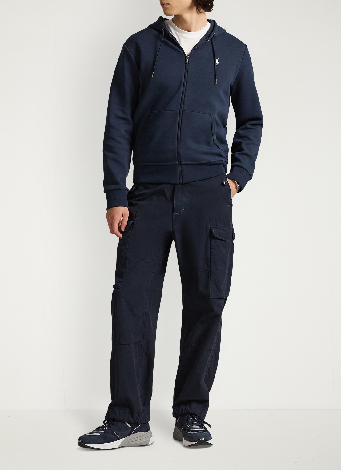 Ralph Lauren Sweatvest met capuchon en logoborduring - voorkant 3 aviator navy