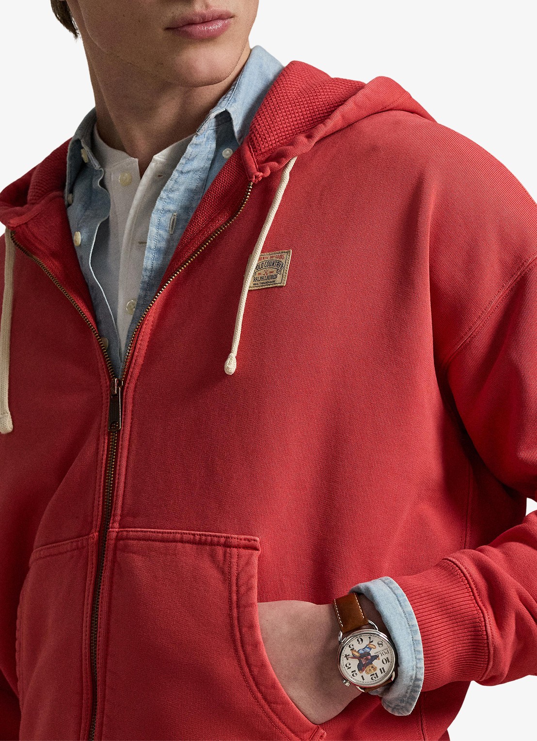 Ralph Lauren Sweatvest met capuchon en steekzakken - detail 2 sunrise red-2yfv