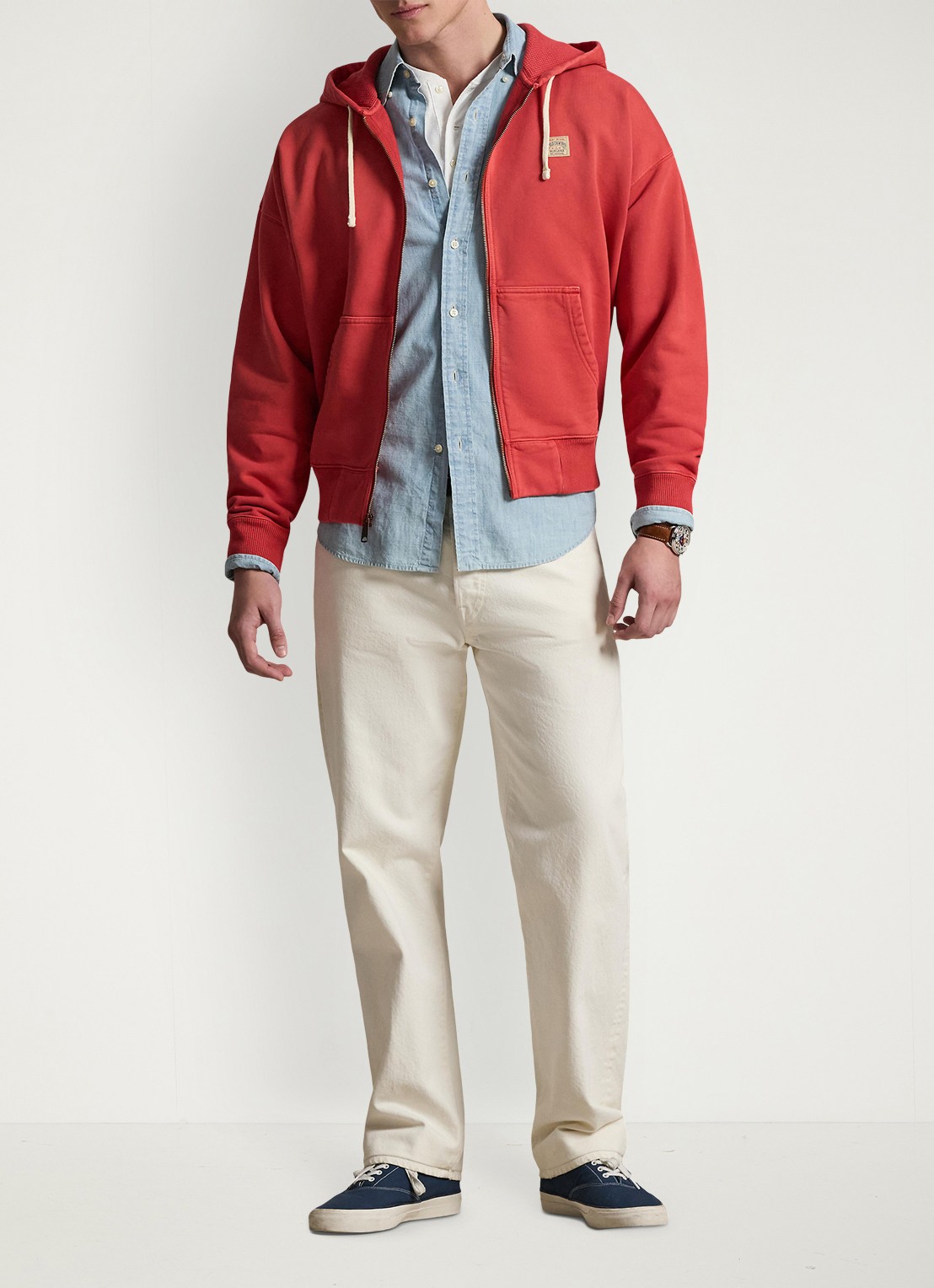 Ralph Lauren Sweatvest met capuchon en steekzakken - voorkant 4 sunrise red-2yfv