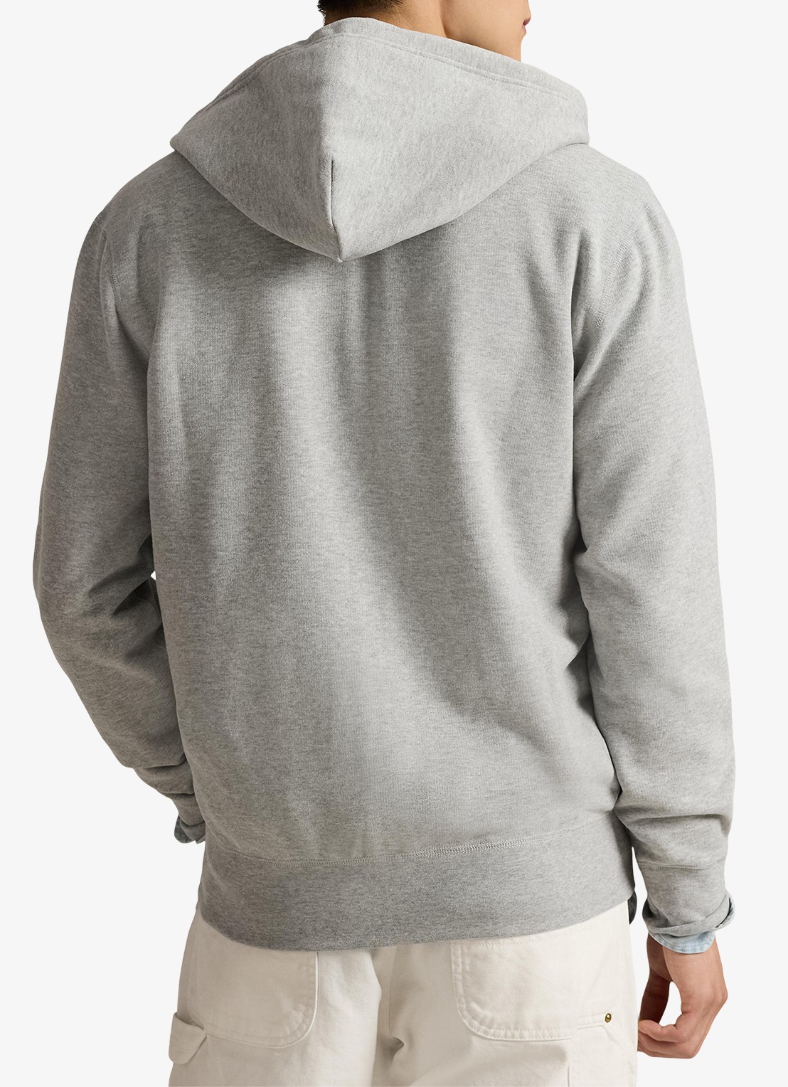 Ralph Lauren Sweatvest met logo en capuchon  - achterkant andover heather / lichtgrijs