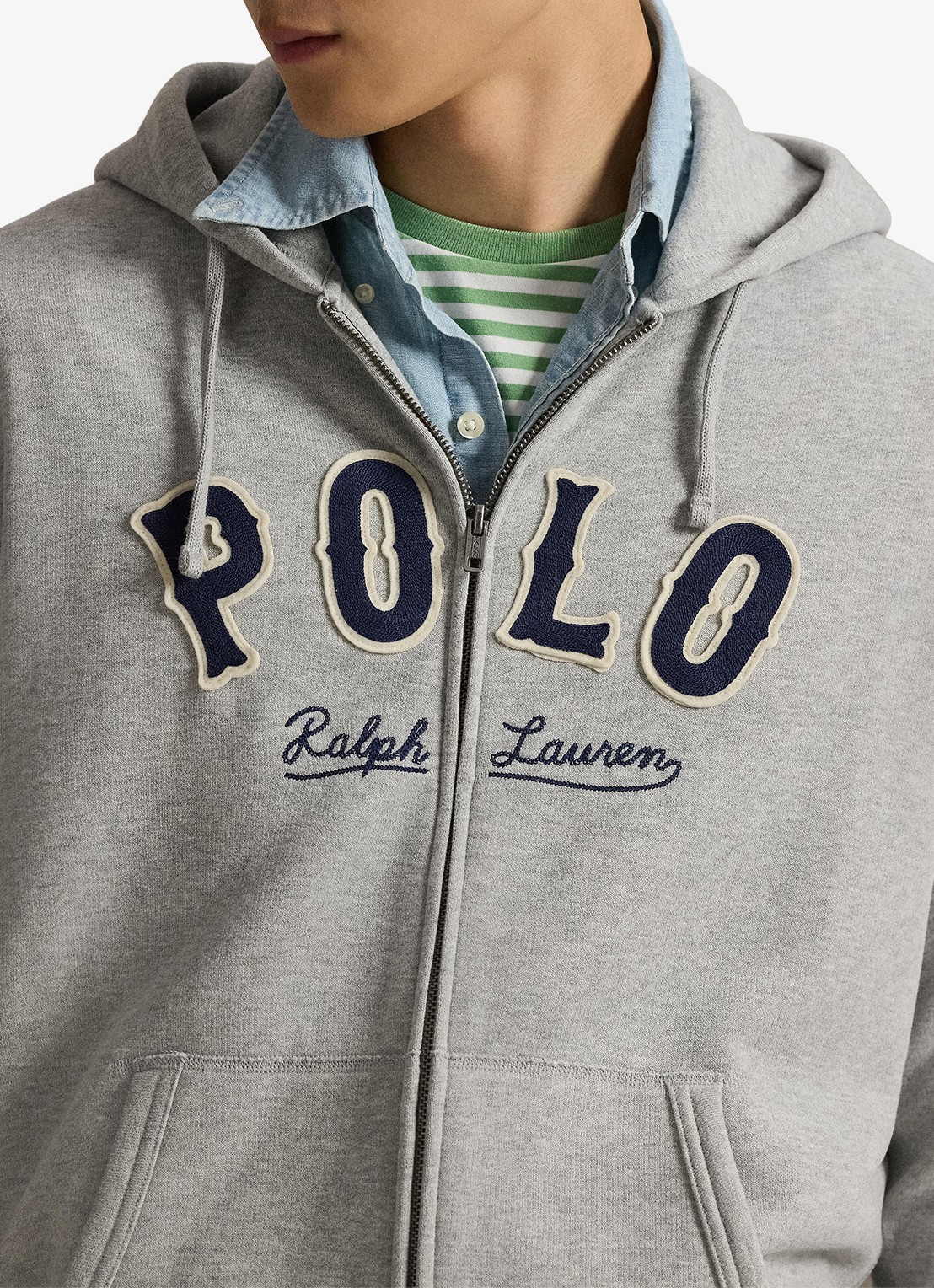 Ralph Lauren Sweatvest met logo en capuchon  - detail 3 andover heather / lichtgrijs