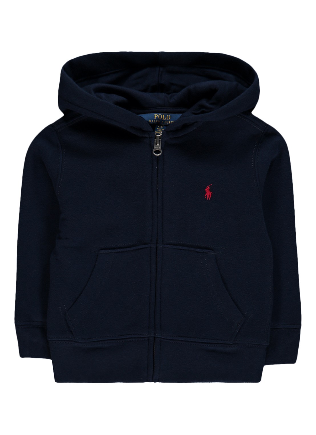 Ralph Lauren Sweatvest met logoborduring en capuchon - voorkant donkerblauw