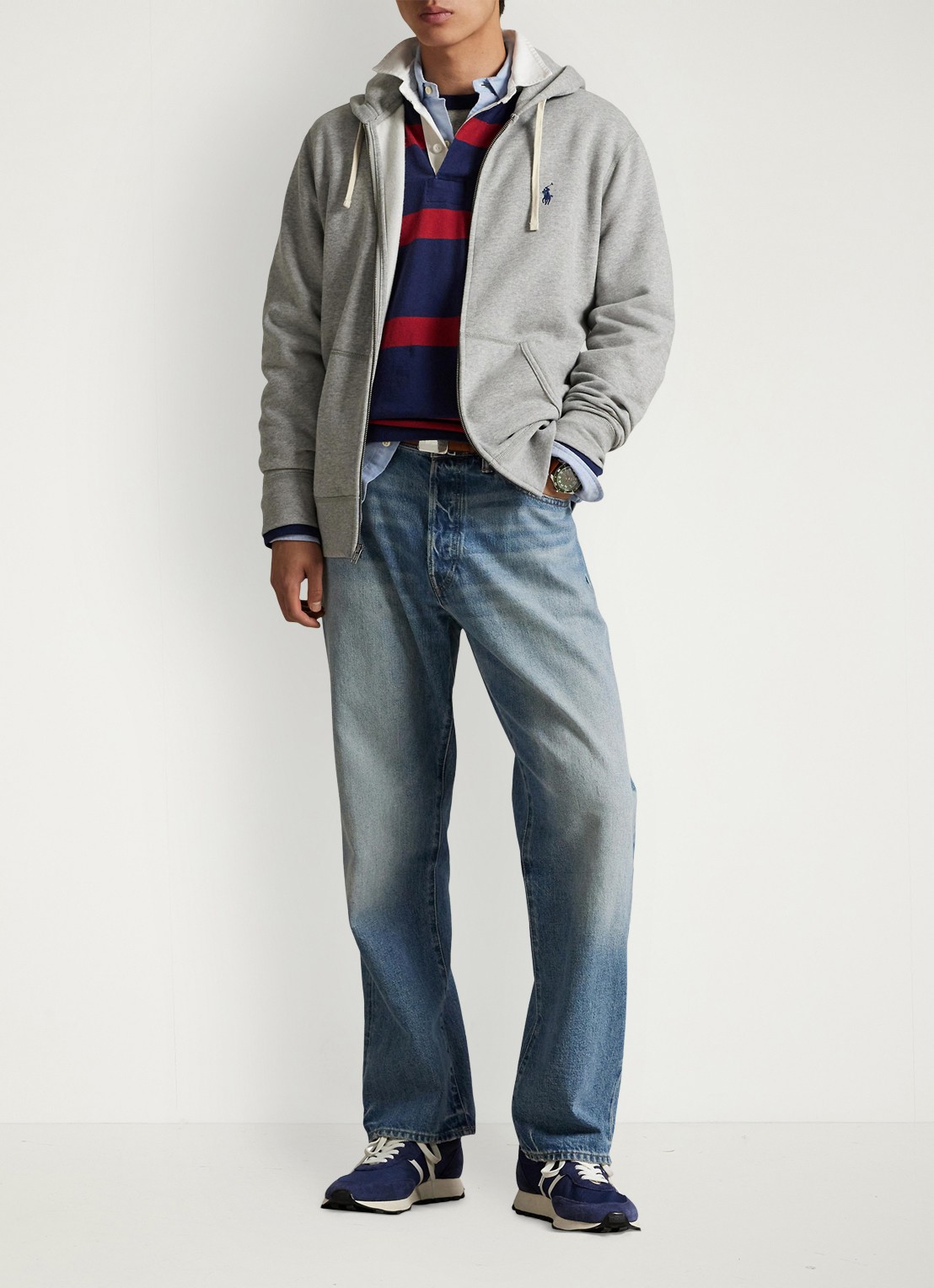 Ralph Lauren Sweatvest met logoborduring - voorkant 2 andover heather / grijs
