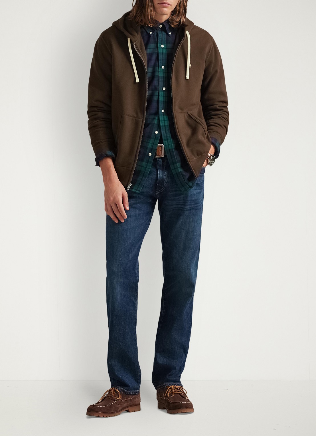 Ralph Lauren Sweatvest met logoborduring - voorkant 2 nutmeg brown / bruin