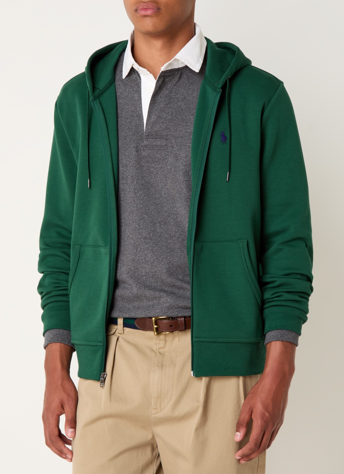 Ralph Lauren Sweatvest met steekzakken en logoborduring - detail 3 vintage pine / donkergroen