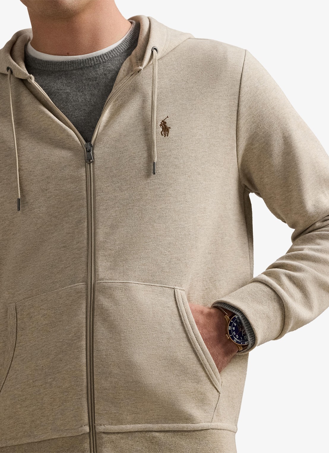 Ralph Lauren Sweatvest met steekzakken en logoborduring - detail 5 tuscan beige / beige