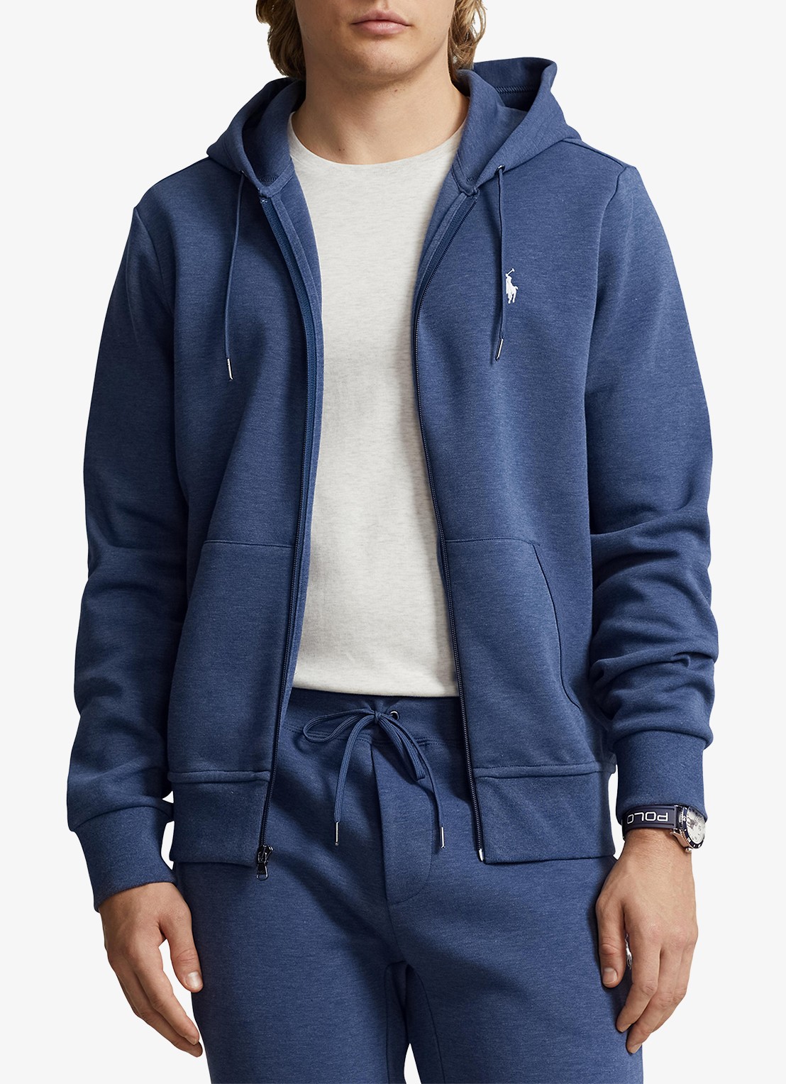 Ralph Lauren Sweatvest met steekzakken en logoborduring - detail derby blue heather / blauw