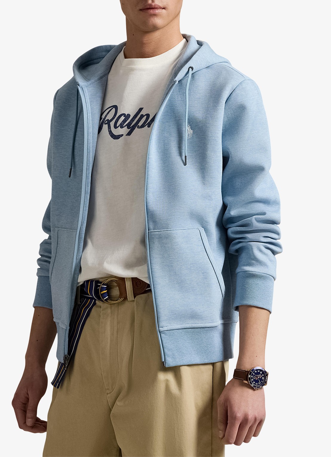Ralph Lauren Sweatvest met steekzakken en logoborduring - detail 4 modern blue heather / blauw