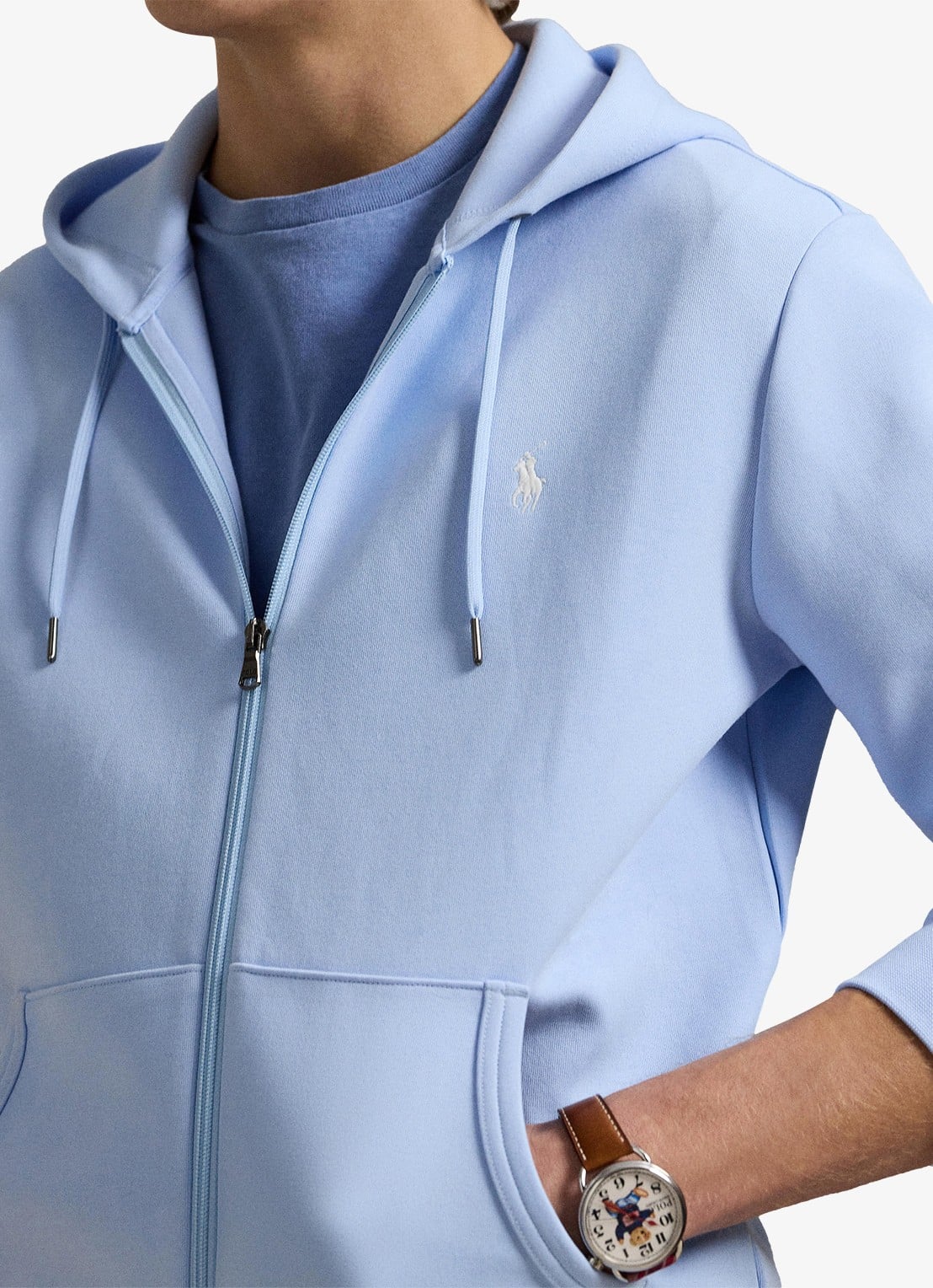 Ralph Lauren Sweatvest met steekzakken en logoborduring - detail 2 office blue / lichtblauw