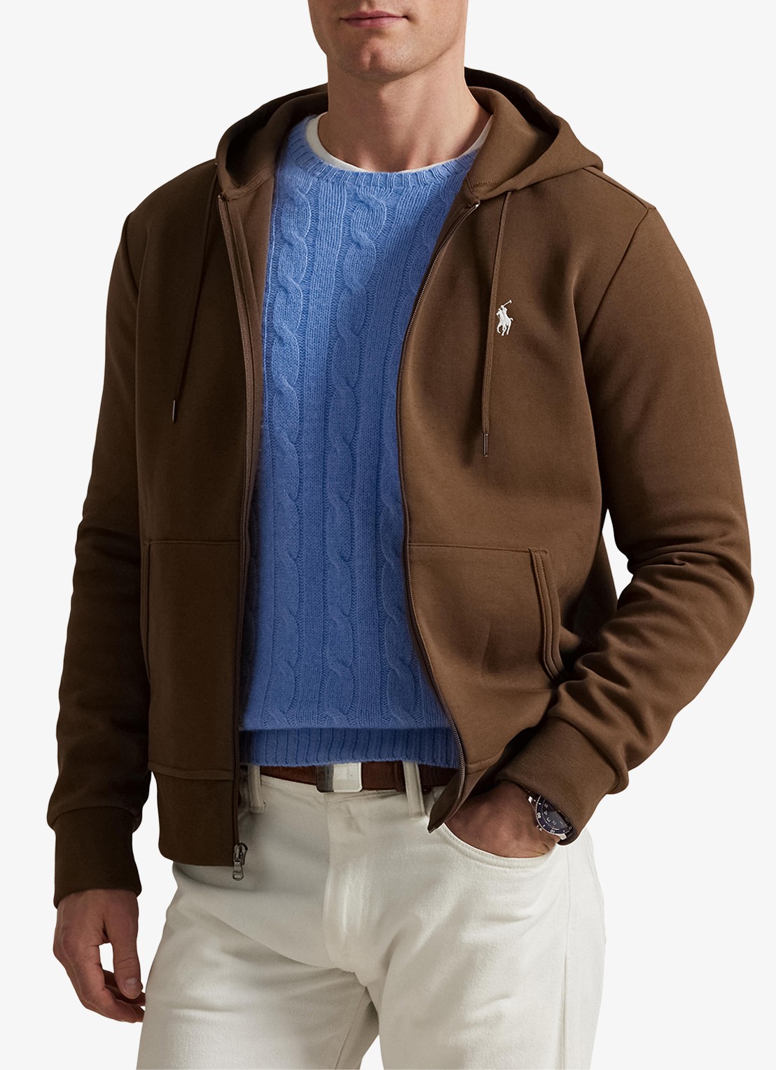 Ralph Lauren Sweatvest met steekzakken en logoborduring - detail 4 chestnut / lichtbruin
