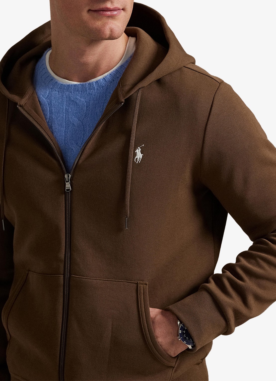 Ralph Lauren Sweatvest met steekzakken en logoborduring - detail 5 chestnut / lichtbruin