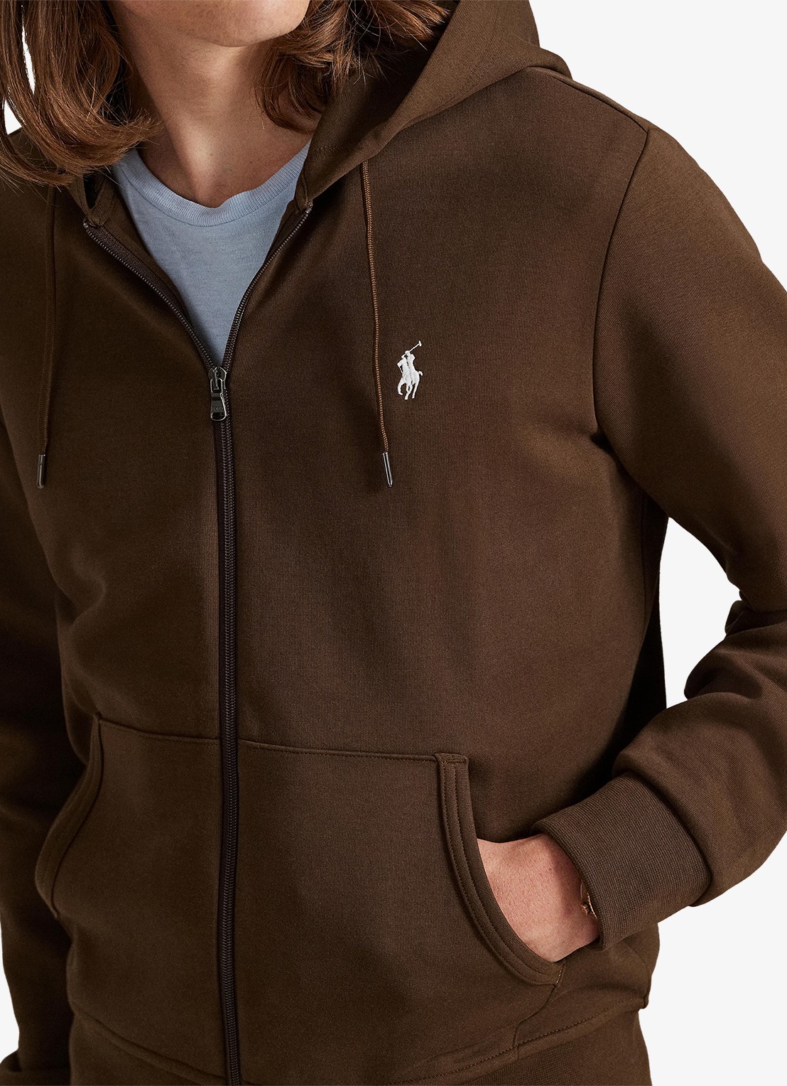 Ralph Lauren Sweatvest met steekzakken en logoborduring - detail 2 branch brown / bruin