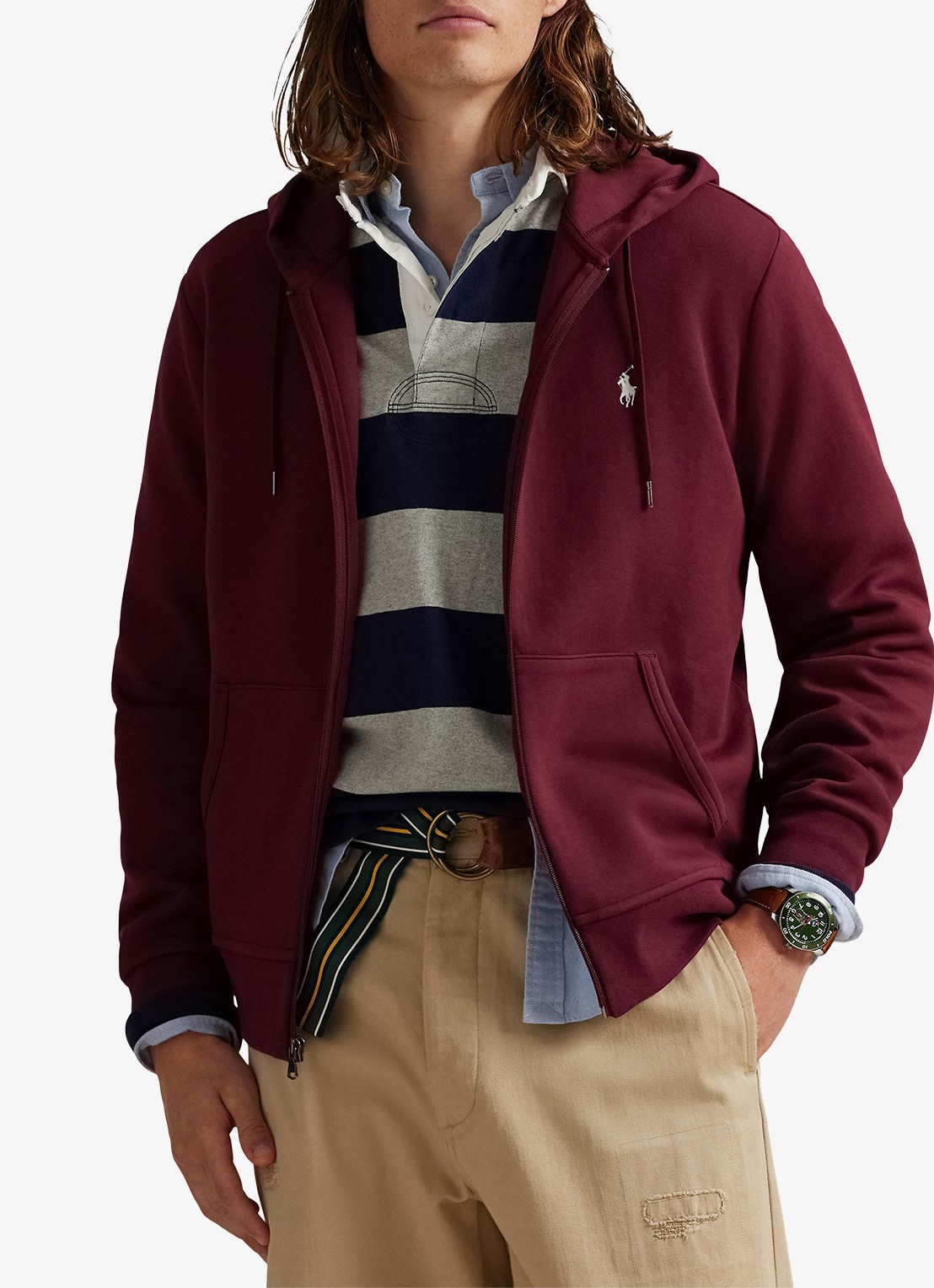 Ralph Lauren Sweatvest met steekzakken en logoborduring - detail classic wine / wijnrood