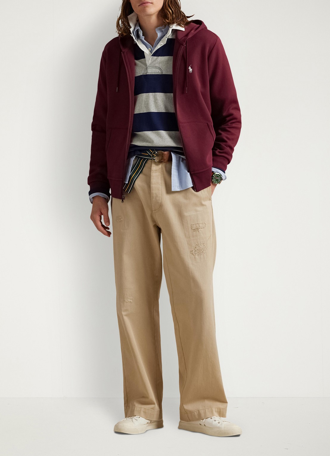 Ralph Lauren Sweatvest met steekzakken en logoborduring - voorkant 4 classic wine / wijnrood
