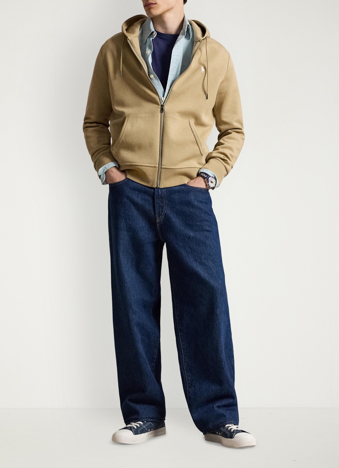 Ralph Lauren Sweatvest met steekzakken en logoborduring - detail surrey tan / beige