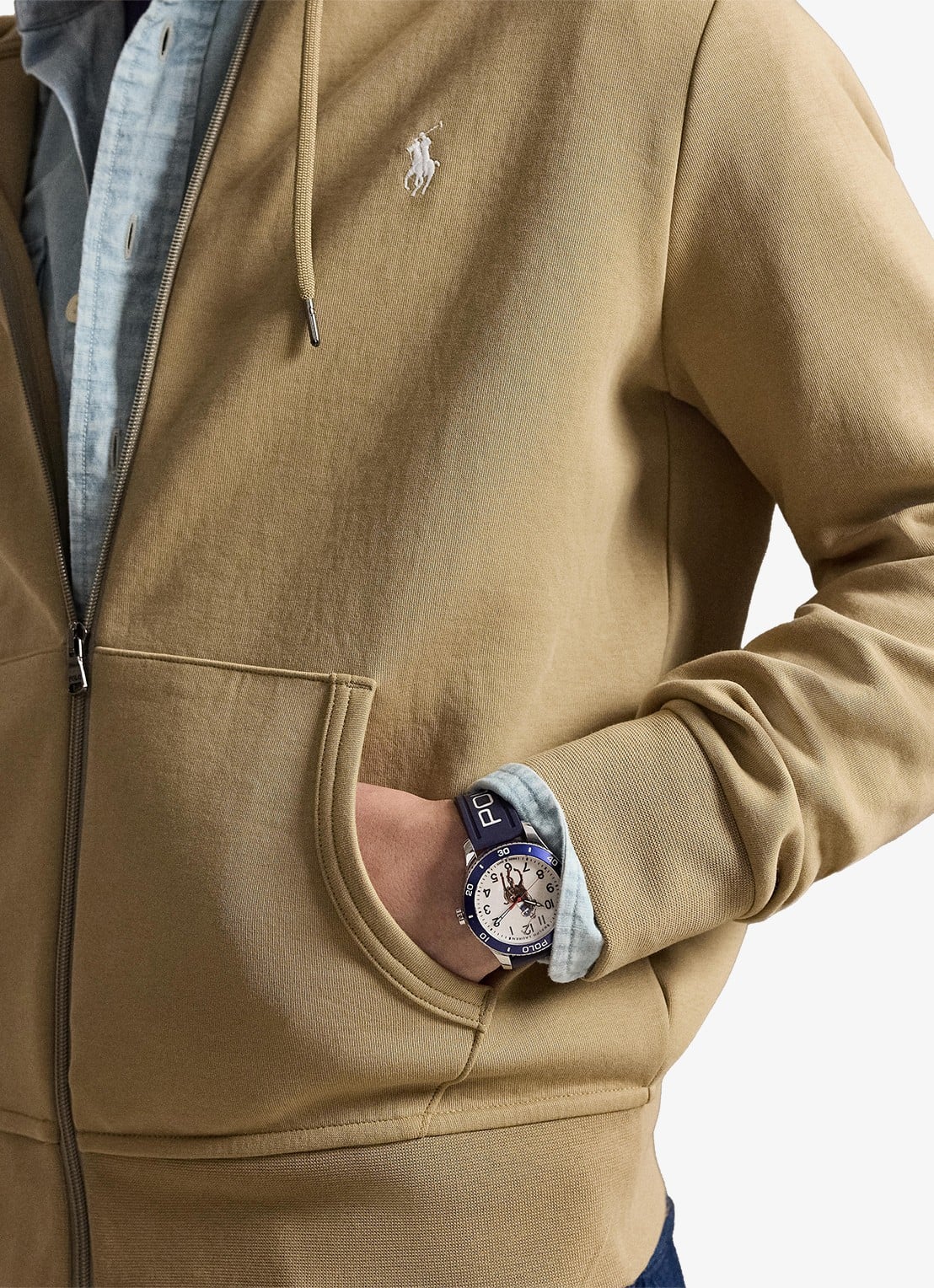 Ralph Lauren Sweatvest met steekzakken en logoborduring - detail 2 surrey tan / beige